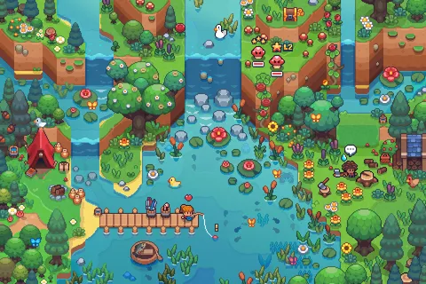 Fishing scene, work in progress