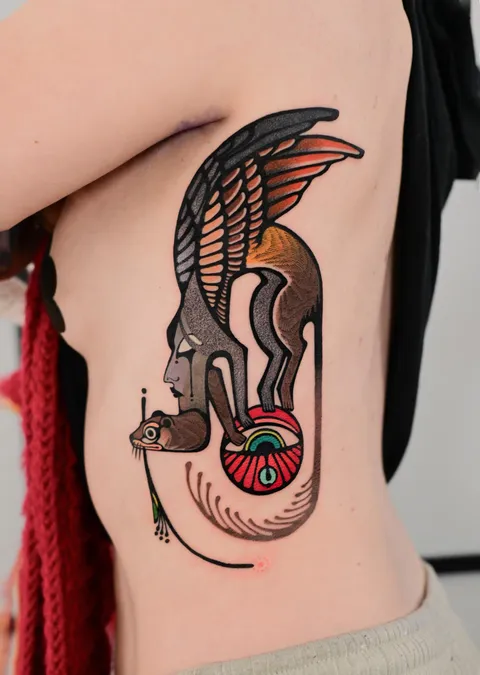 Winged mink by me, Max Murphy at Living Lore Tattoo in Ellicott City, MD