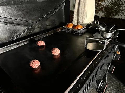 [Homemade] smash burgers with chicken-fried bacon