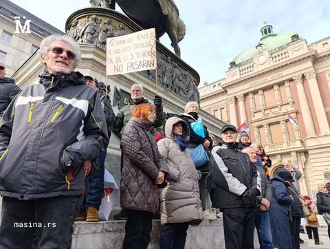 Pensioners gathered this morning in Belgrade to express support for students, with slogans such as "Granny has woken up"; "The boomers are with you"; and many other quirky lines