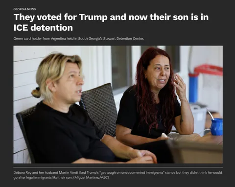 They voted to have their son put in ICE detention, and now they are upset because their son is in ICE detention