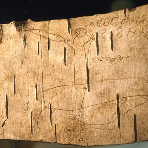 About 800 years ago, a 7-year-old boy named Onfim drew himself as a warrior on horseback defeating an enemy, likely while avoiding schoolwork. https://www.livescience.com/archaeology/onfims-doodle-a-13th-century-kids-self-portrait-on-horseback-slaying-an-enemy