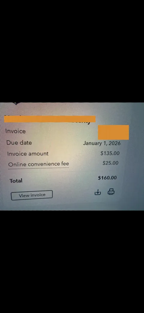 Was helping my boss pay some invoices. And this company has 25 dollar fee if we pay online instead of mailing in a check.
