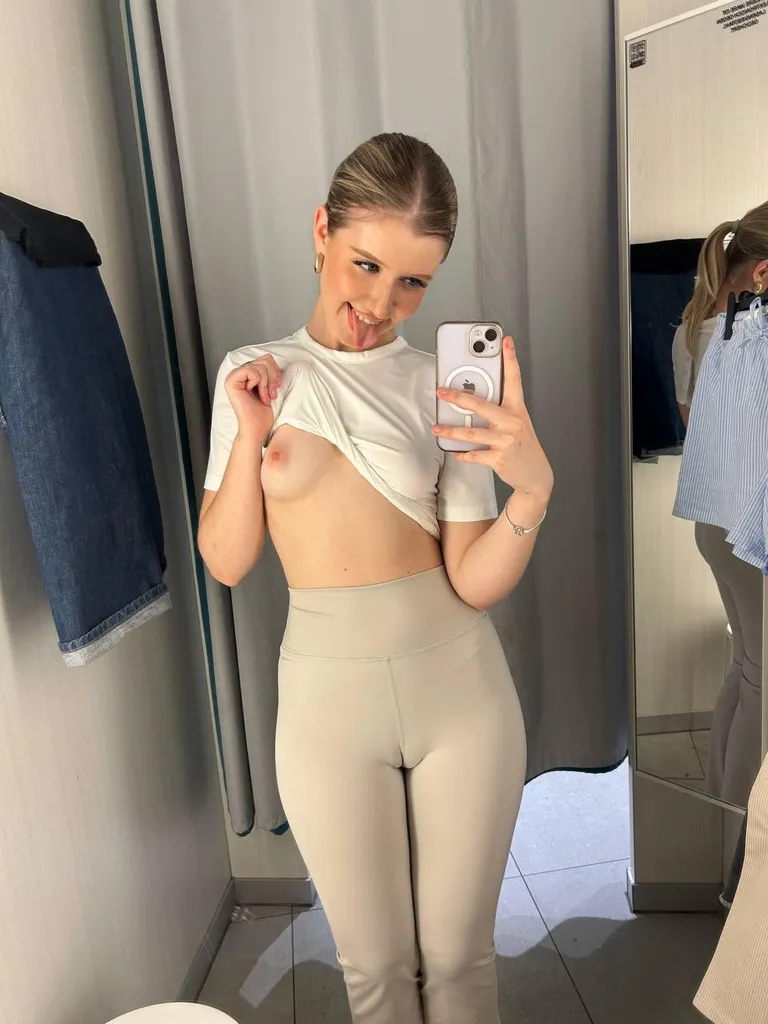 Leggings without panties and T-shirt without bra