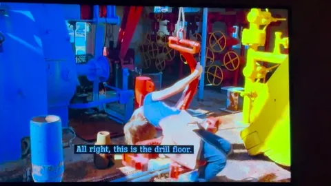 Watching a documentary about Oil Rigs and got hit with this unexpected doozy when the kids showed up for a tour.