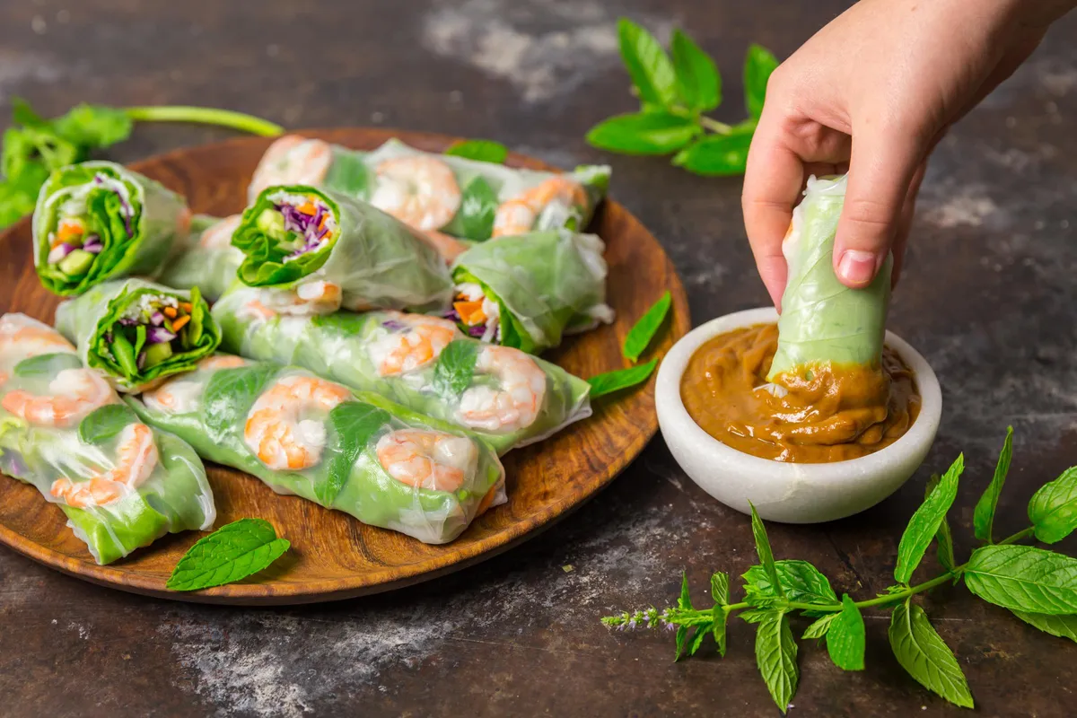 My 11yo niece wants to learn to cook so we made these together: Vietnamese Summer Rolls with Peanut Dipping Sauce