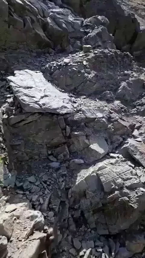 This is what it looks like to get caught in the middle of a massive rockfall