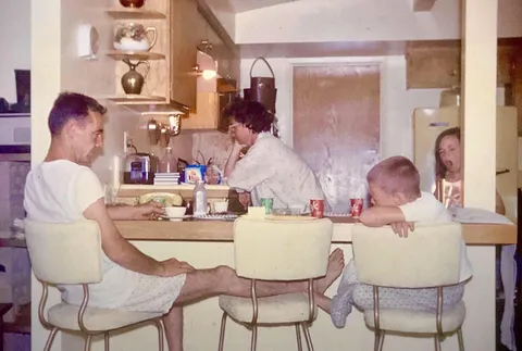 My family before an early start to our vacation, 1963