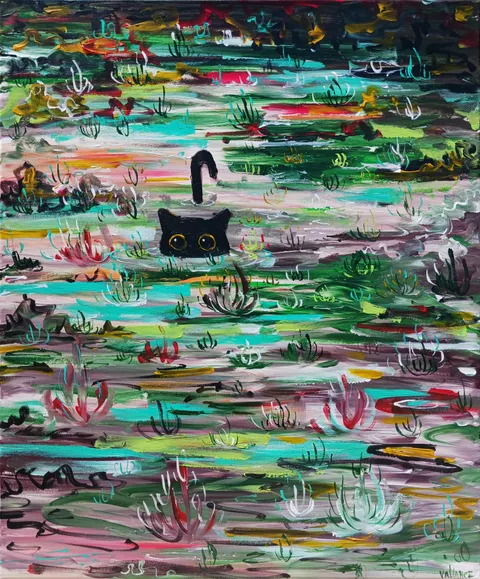 Cat Dip, Vallancet, Acrylics, 2025