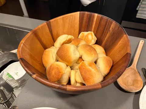 Nervous to share, but cooked [homemade] Friendsgiving spread for my pals - turkey, gravy, taters, sprouts, gb casserole, Mac, rolls, carrots