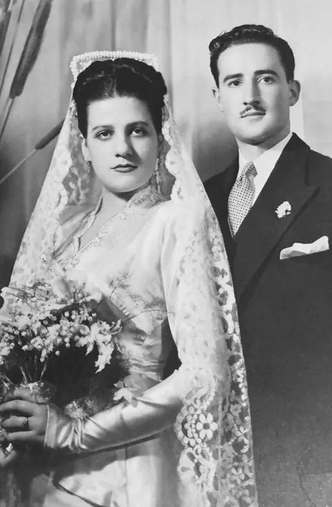 My grandparents during and after their wedding, 1947