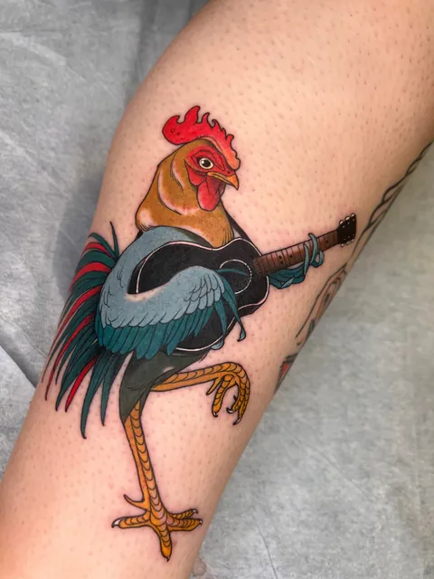 Rooster Tattoo by Ricardo Ales(me), Portland OR