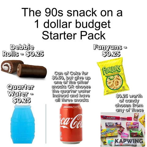 The 90s snack on a $1 dollar budget starter pack