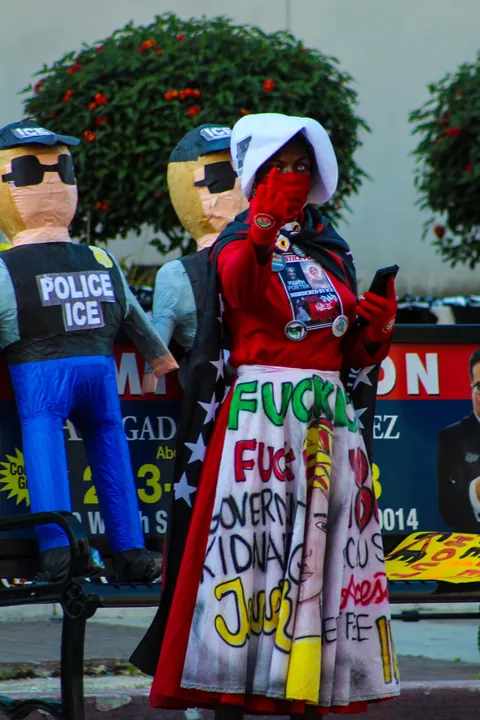 [OC] A protest at the Federal Building in Downtown L.A., where ICE has ramped up kidnappings again