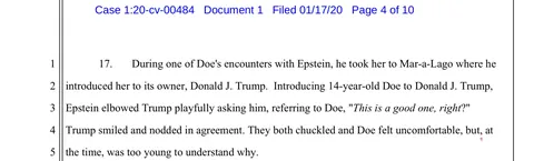 Looks like this administration missed redacting a mention of Donald Trump in the Epstein files.