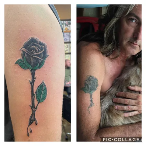 My father passed away almost two months ago. Today is his birthday and he always wanted us to have matching tattoos. Done by Chip @ Olde Tyme in GA