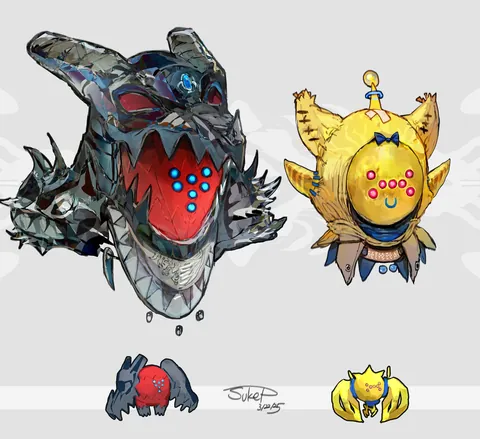 [OC] I made some Regi Inspired Headgear &amp; Weapon Designs!