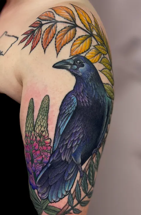 Crow Tattoo by me (Sky Rocket at La Petite Tattoo In Portland, OR)