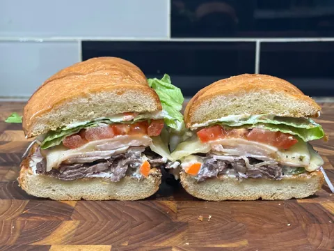 [homemade] steak and turkey sub