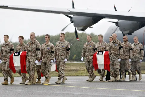 The coffins of Danish soldiers who died in Afghanistan in 2007, supporting America's Article 5 call