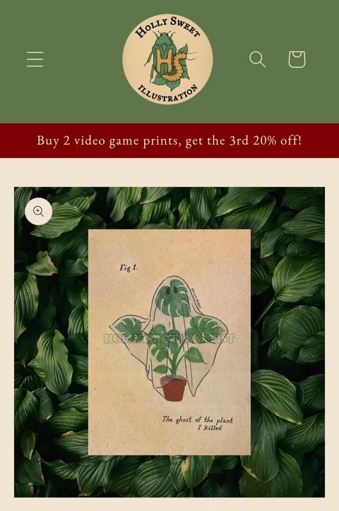 "Ghost of the plant I killed" by Eden H, Columbus OH. Design by Holly Sweet Illustration