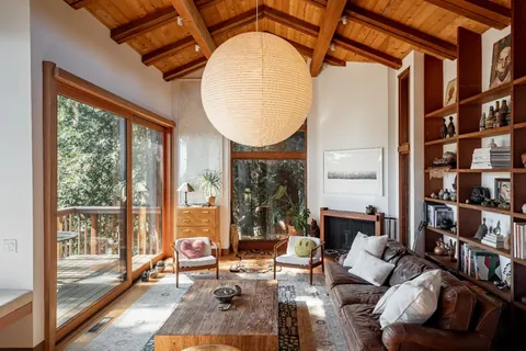 Living room in a 1970s Mount Tamalpais hillside residence, Marin County, California [1440x960]