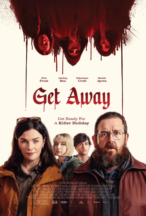 Official Poster for 'Get Away' Starring Nick Frost &amp; Aisling Bea - A remote getaway takes an unexpected turn when a family discovers the island that they're on is inhabited by a serial killer