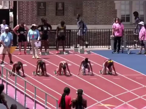 13 year old Camryn Dailey of North Carolina clocks age record 11.35s in the Middle School Girls 100m to win New Balance Outdoor Championships