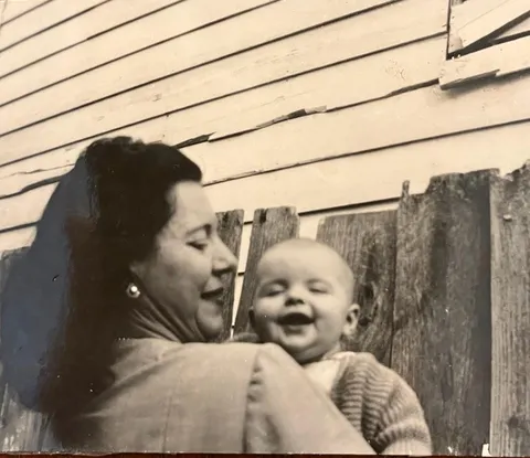 My grandmother whose birthday was today holds me in 1948