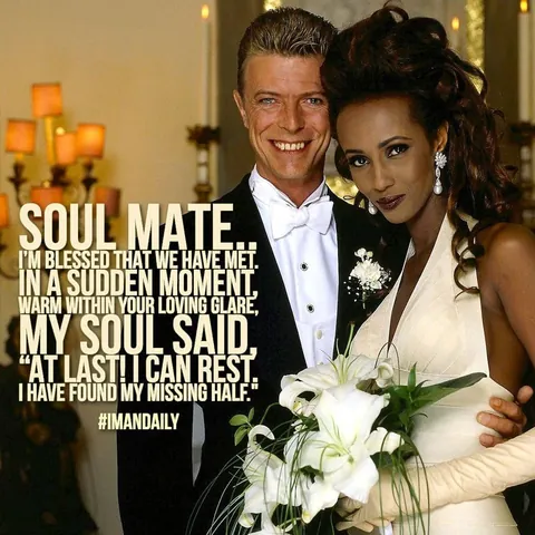 Iman &amp; David Bowie on their wedding day in Florence, Italy, June 6, 1992