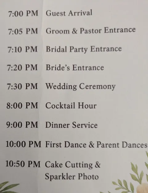 Evening Wedding Started Late