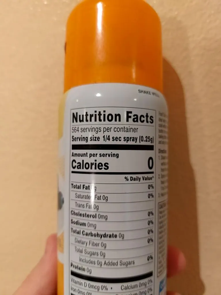 The serving size of cooking spray so it can be "0 calories"