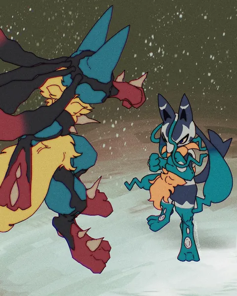 [OC] I drew a Mega Lucario Showdown