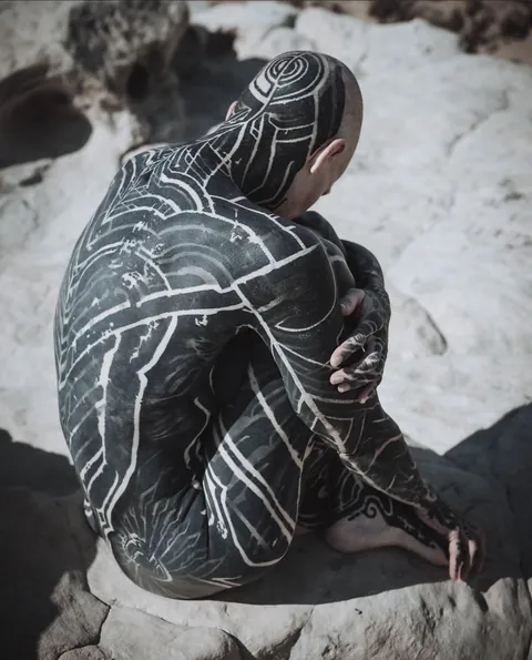 Geometric Blackwork Bodysuit by Eddie Rise (me) at Black Alchemy Studio in Albuquerque, New Mexico.