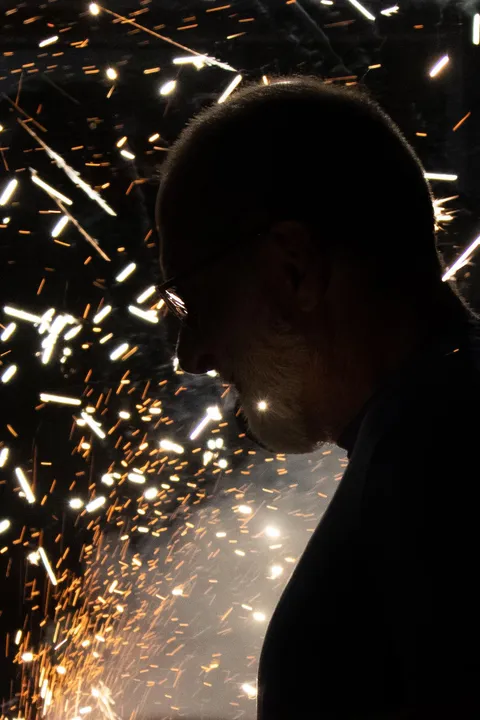 ITAP of my dad infront of a firework