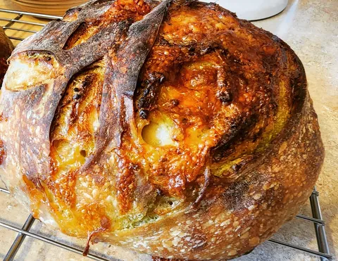 Pesto parmesan sourdough loaf
