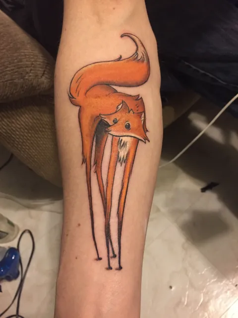 Fox tattoo based of the work by veronicatheartist! I'm so happy with it. Done by Brandon at Lakeview Tattoo, Michigan