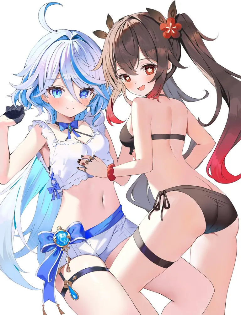 Swimsuit Furina &amp; Hu Tao [Genshin Impact]