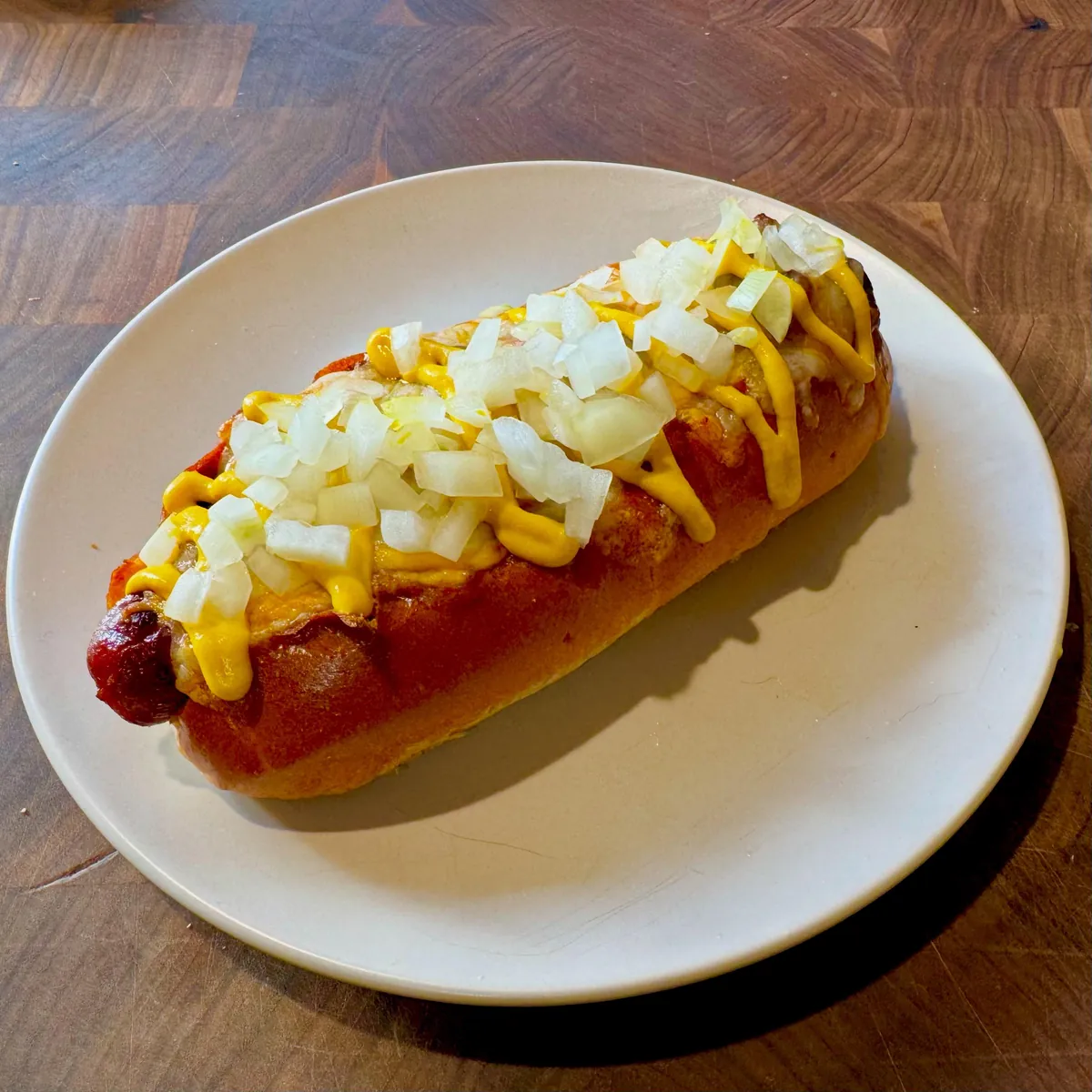 [i made] Chili cheese dog from scratch (even the bun)