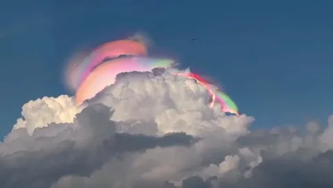 A spectacular view of an iridescent cloud