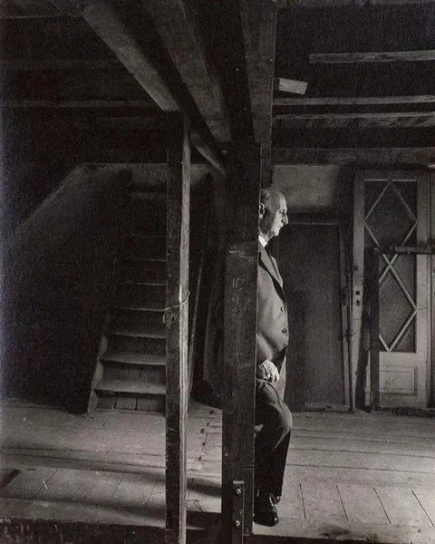 Anne Frank's father, Otto, visits the attic where they hid from the Germans in World War II. He stands alone as he is the only member of his family to have survived the Holocaust, 1960.