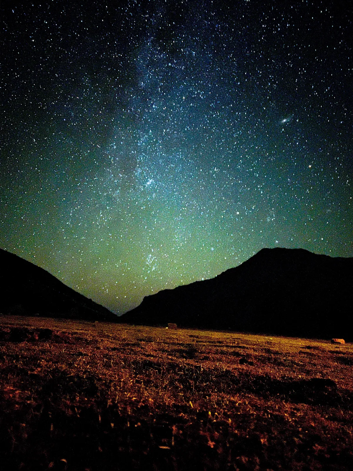 Andromeda galaxy captured from my phone adjacent to Milky Way galaxy