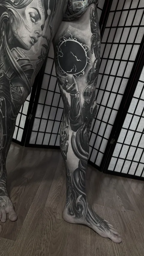 Two leg sleeves done by Tattoo Artist Vas, shop Chronic Ink. Brooklyn, NY