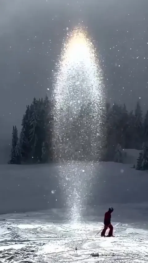 A sun pillar in the alpine