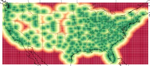 [OC]Mapping America’s Most Desolate Areas by Distance from Costco and Sam’s Club