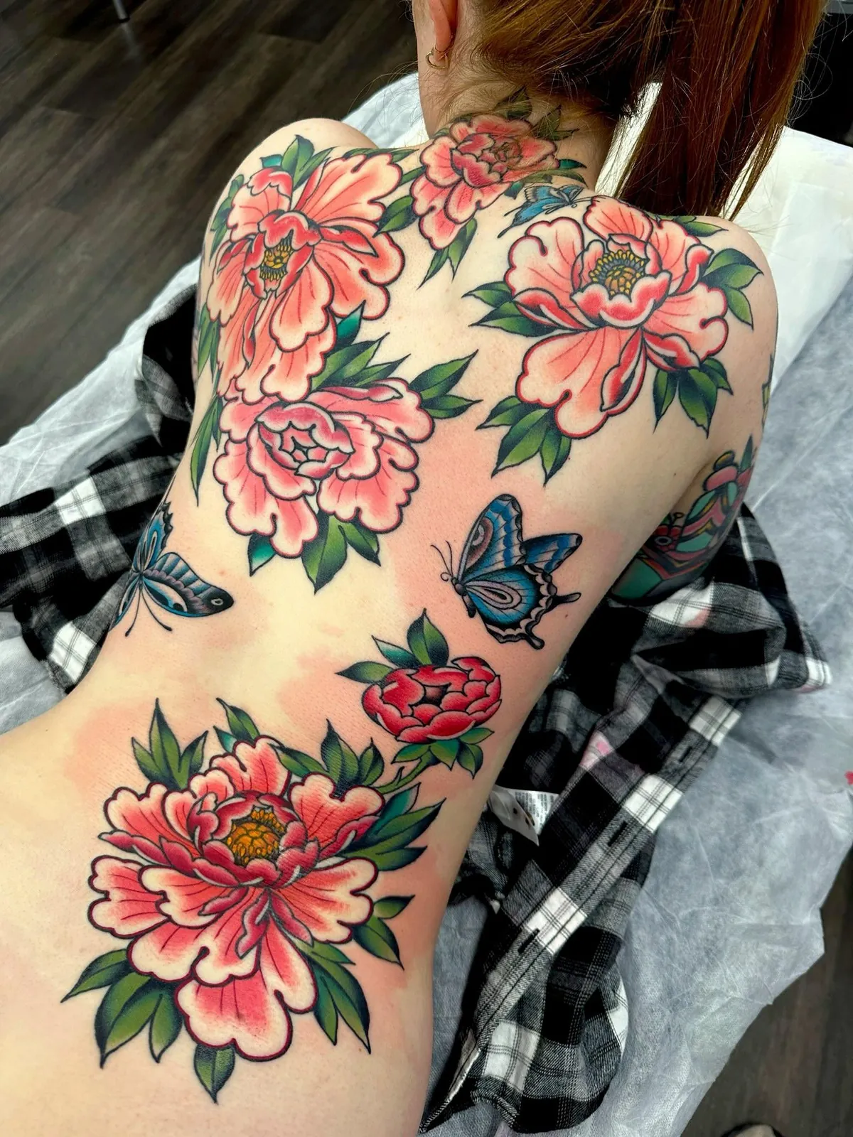 Fifth session. Butterflies and lower flowers complete.