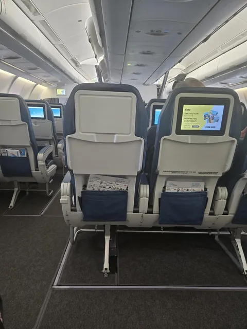 Paid $85 for upgraded seat, no TV, no power, and right beside the bathroom...