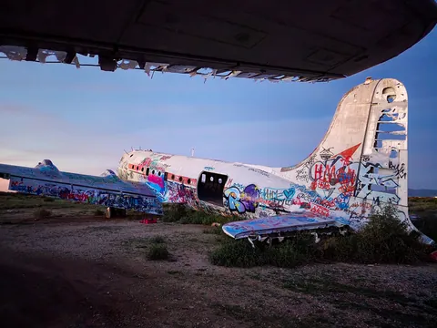 Abandoned plane at Sunrise in Arizona