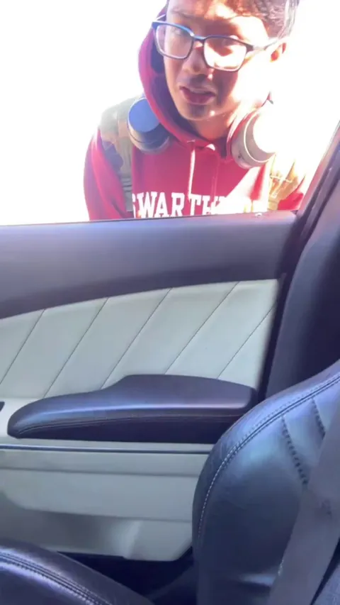 Bro sees a student who got lost on his way to school walking on the side of the highway and gives him a ride to school and gets him there on time.