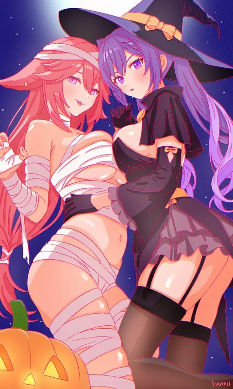 Halloween Yae Miko x Keqing [Genshin Impact]